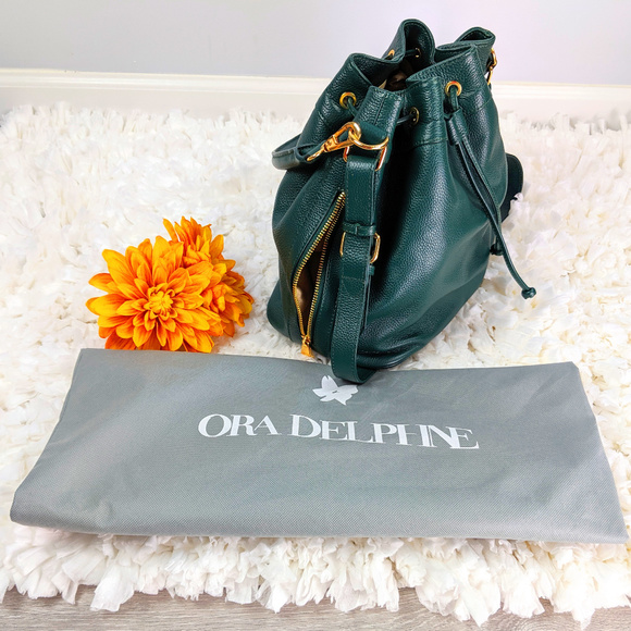 ORA DELPHINE Green Genuine Leather Bucket Bag - Picture 3 of 8